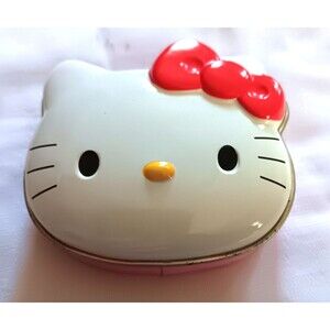 Vintage Sanrio Hello Kitty Pink & White Small Metal Tin Trinket Box Vintage 2004